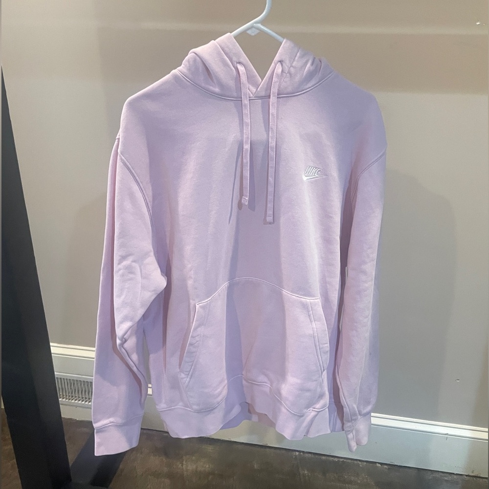 Unisex Light Pink Nike Hoodie with front pocket - Size L